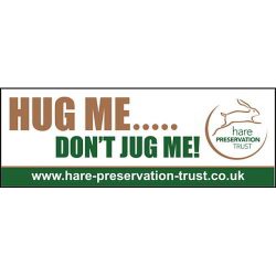 Car sticker saying "Hug me, don't jug me!"